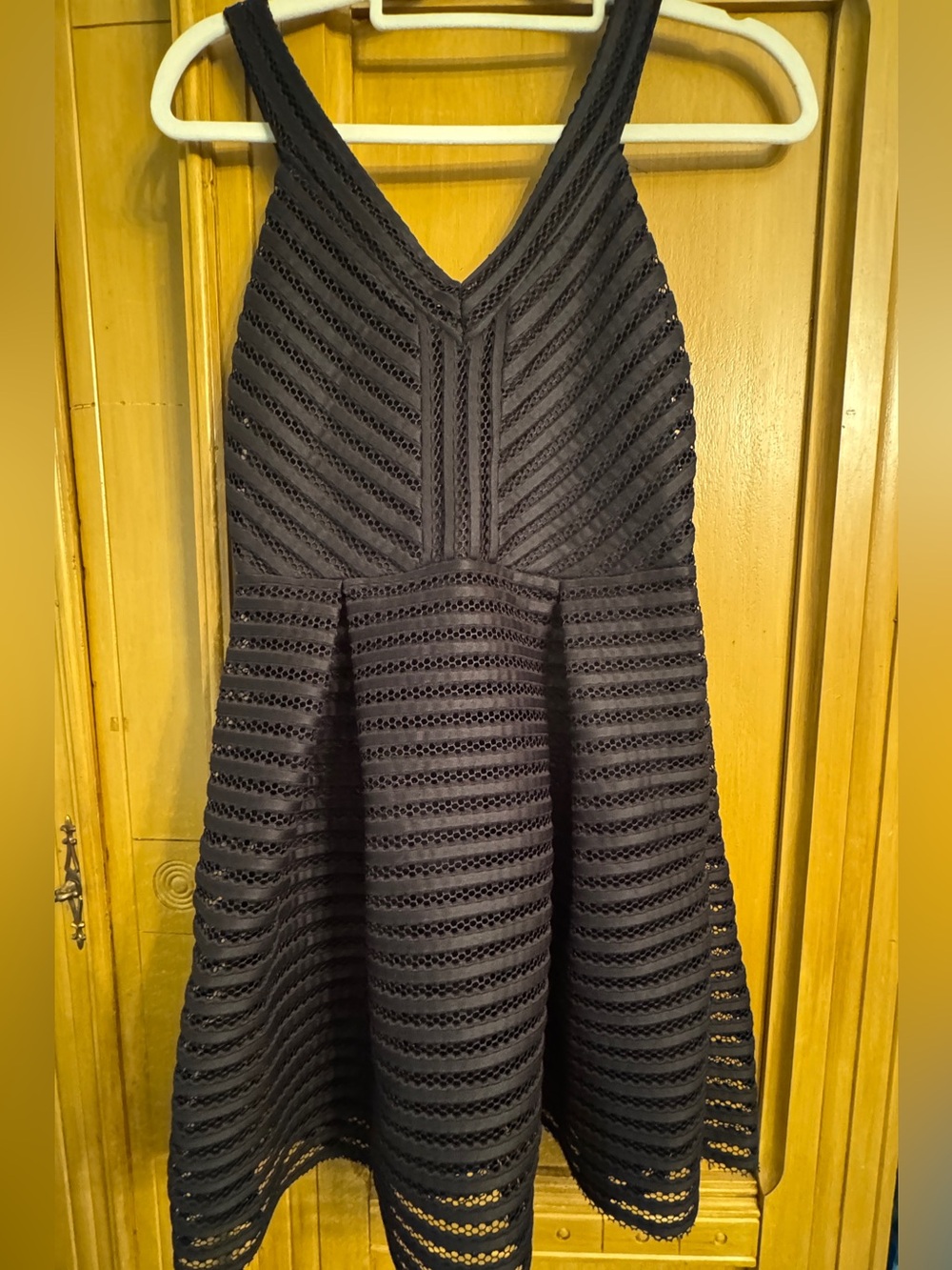 Express Black Eyelet Fit Flare Dress Size 4 Homecoming HOCO Party LBD Cocktail